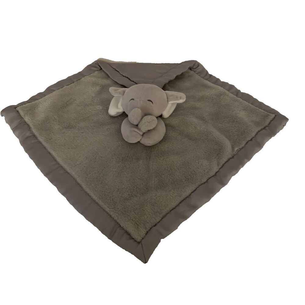 Carters Gray Elephant Hugging Blanket Baby Security Lovey Satin Trim Bottom